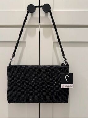 Vera Wang Black Beaded Evening Wristlet